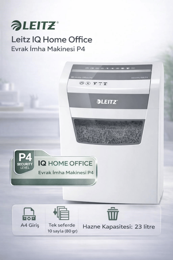 Leitz IQ Home Office Evrak İmha Makinesi P4 - KOD:80090000