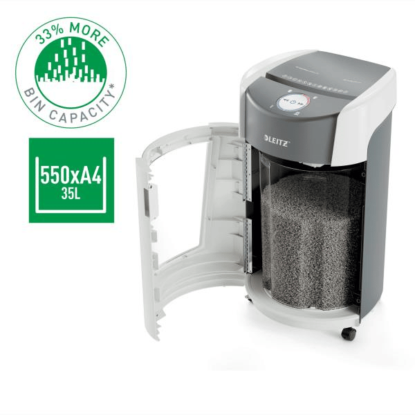 Leitz IQ OptiMax Office Mikro Kesim Evrak İmha Makinesi P5 35L - Beyaz - KOD:83600000