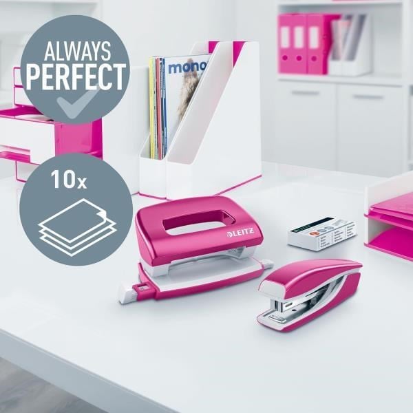 Leitz NeXXt WOW Mini Zımba ve Delgeç Seti - Pembe - KOD:55612023