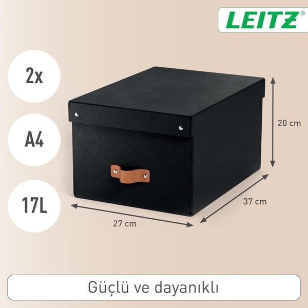 Leitz Puro Kapaklı Saklama Kutusu 17 Litre 2'li Paket Siyah Renk - KOD:61490095