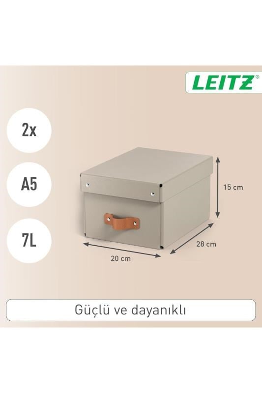 Leitz Puro Kapaklı Saklama Kutusu 7 Litre 2'li Paket Bej Renk - KOD:61470012