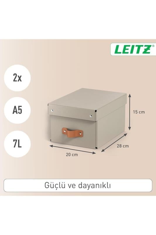 Leitz Puro Kapaklı Saklama Kutusu 7 Litre 2'li Paket Bej Renk - KOD:61470012