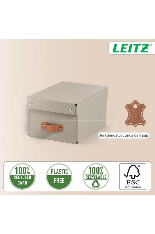 Leitz Puro Kapaklı Saklama Kutusu 7 Litre 2'li Paket Bej Renk - KOD:61470012