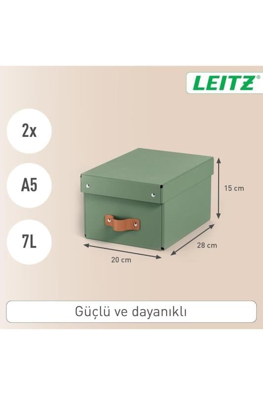 Leitz Puro Kapaklı Saklama Kutusu 7 Litre 2'li Paket Yeşil  Renk - KOD:61470050