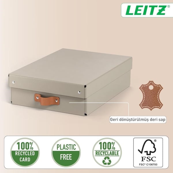 Leitz Puro Kapaklı Saklama Kutusu 8 Litre 2'li Paket Bej Renk - KOD:61480012