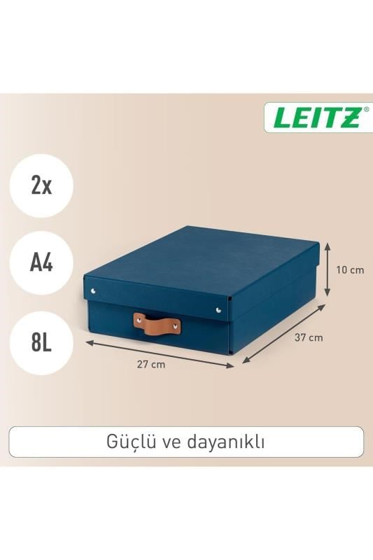 Leitz Puro Kapaklı Saklama Kutusu 8 Litre 2'li Paket Mavi Renk - KOD:61480068