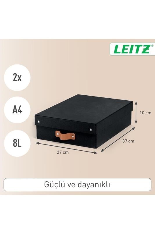 Leitz Puro Kapaklı Saklama Kutusu 8 Litre 2'li Paket Siyah Renk - KOD:61480095