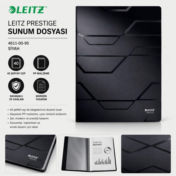 Letiz Sunum Dosyası 4611-00-95 Siyah 40 Sayfa 