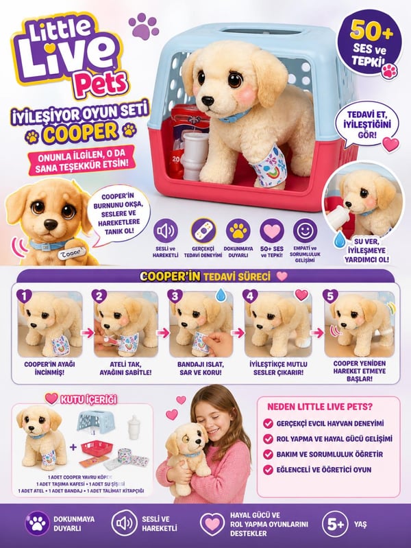 Little Live Pets Sesli ve Hareketli Yavru Köpek İyileşiyor Oyun Seti L0100000