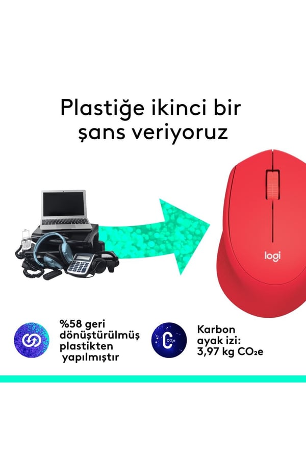 Logitech 910-004911 M330 Silent Sessiz Plus Kablosuz Red Kırmızı Mouse