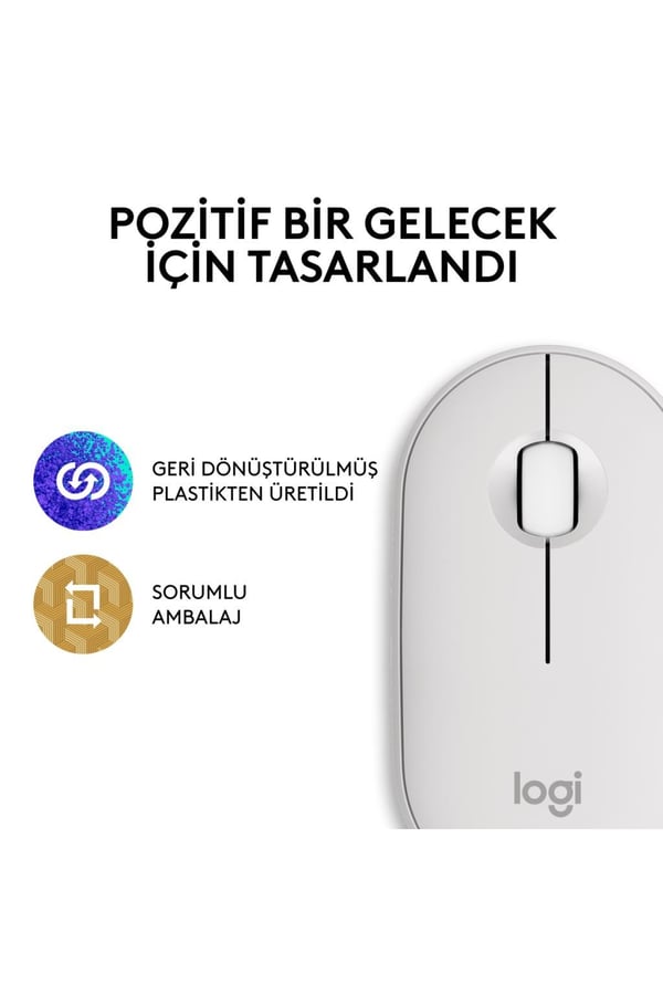 Logitech 910-007013 M350S Pebble 2 Beyaz Bluetooth Optik Mouse