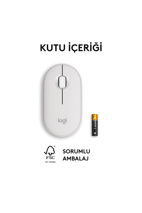 Logitech 910-007013 M350S Pebble 2 Beyaz Bluetooth Optik Mouse