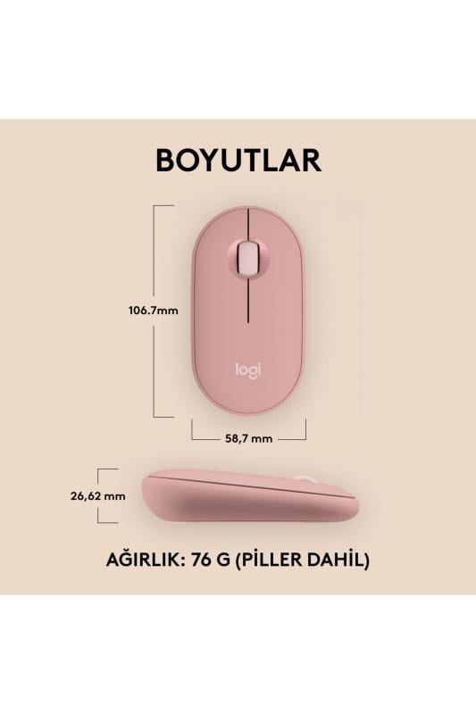Logitech 910-007014 M350S Pebble 2 Pembe Bluetooth Optik Mouse