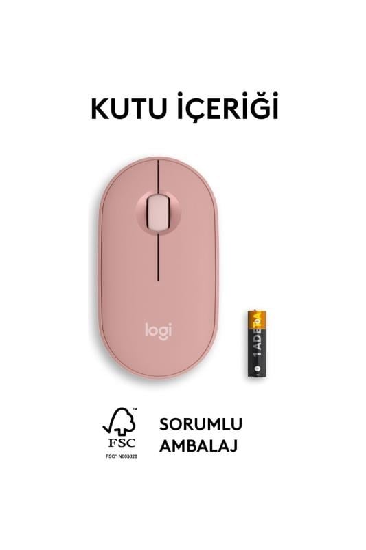 Logitech 910-007014 M350S Pebble 2 Pembe Bluetooth Optik Mouse