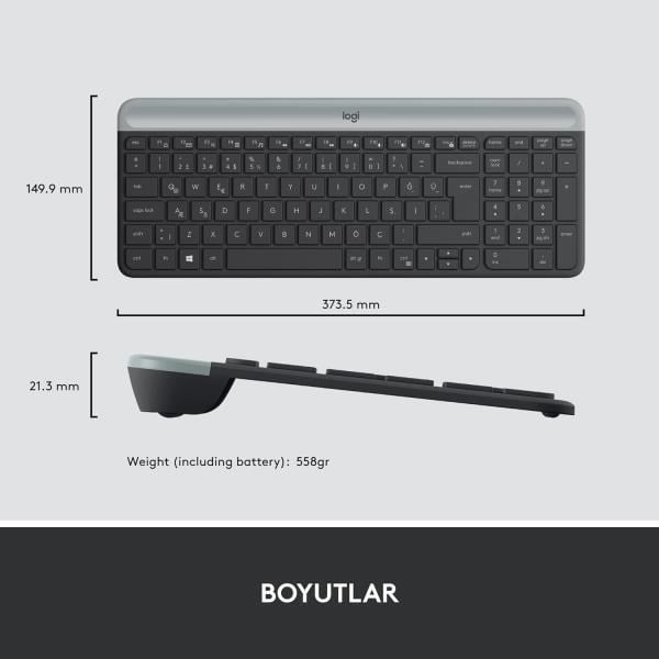 Logitech 920-009435 MK470 Siyah Kablosuz Klavye Mouse Seti