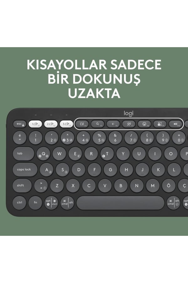 Logitech 920-012245 Grafit Pebble 2 Combo Çoklu Sessiz Kablosuz Türkçe Q Klavye Mouse Seti