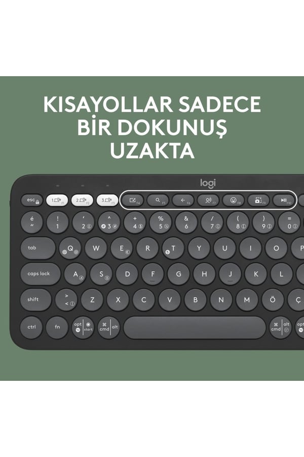 Logitech 920-012245 Grafit Pebble 2 Combo Çoklu Sessiz Kablosuz Türkçe Q Klavye Mouse Seti