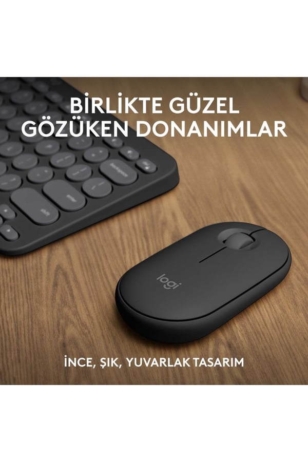 Logitech 920-012245 Grafit Pebble 2 Combo Çoklu Sessiz Kablosuz Türkçe Q Klavye Mouse Seti