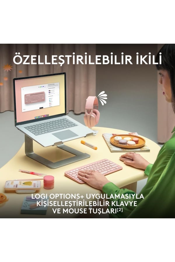 Logitech 920-012245 Grafit Pebble 2 Combo Çoklu Sessiz Kablosuz Türkçe Q Klavye Mouse Seti