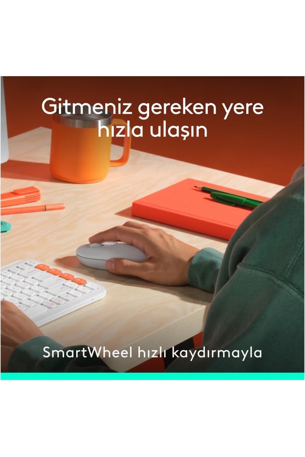 Logitech Pop Icon Combo 920-013076 Beyaz Kablosuz Klavye Mouse Seti