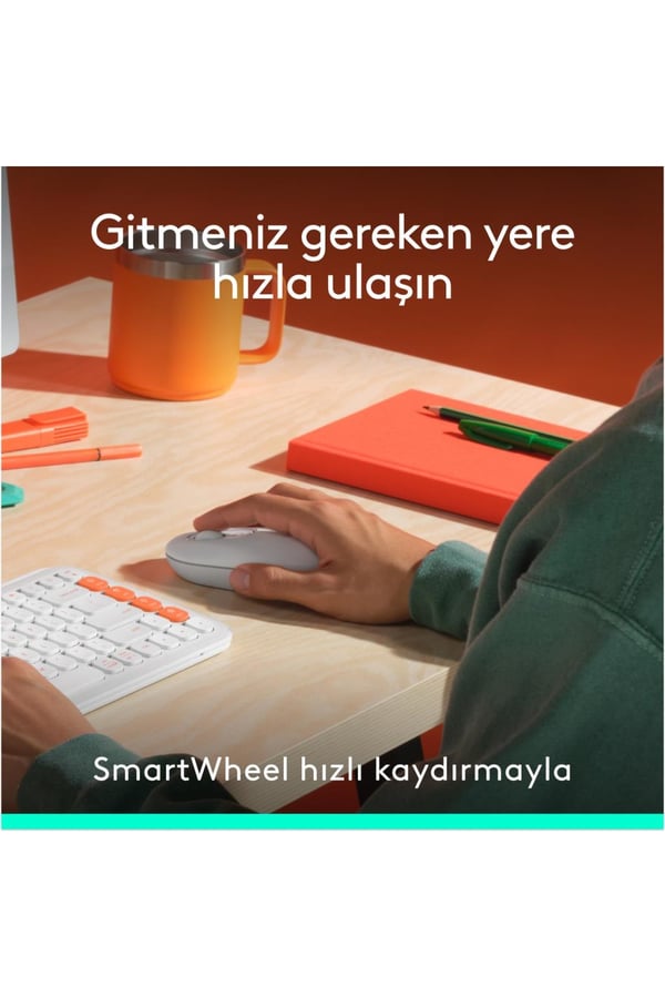 Logitech Pop Icon Combo 920-013076 Beyaz Kablosuz Klavye Mouse Seti