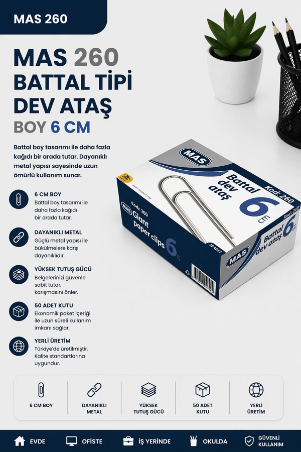 Mas 260 Battal Tipi Dev Ataş Boy 6 Cm