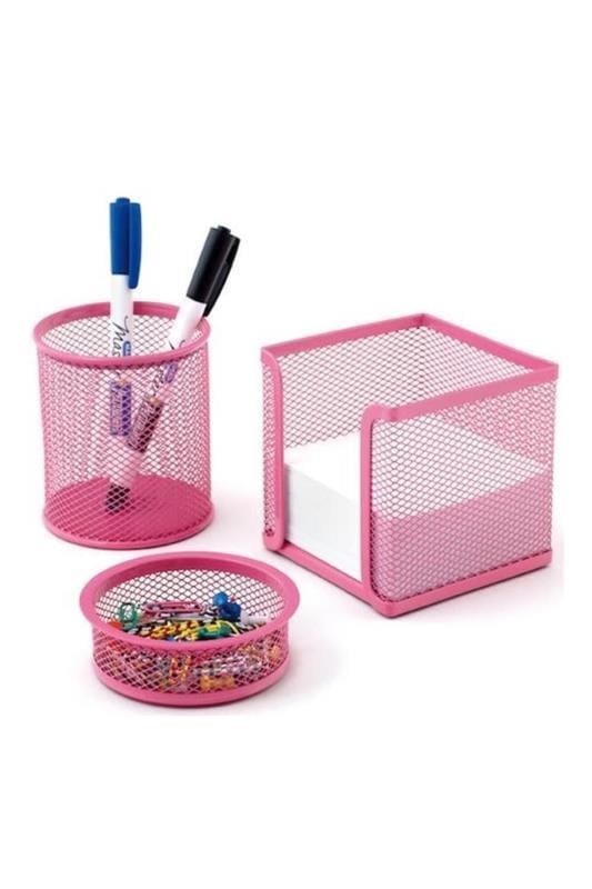 MAS 505 Perfore Masaüstü Organizer Set Pembe