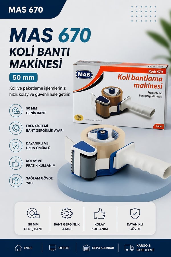 MAS 670 Koli Bant Makinası (50 mm)