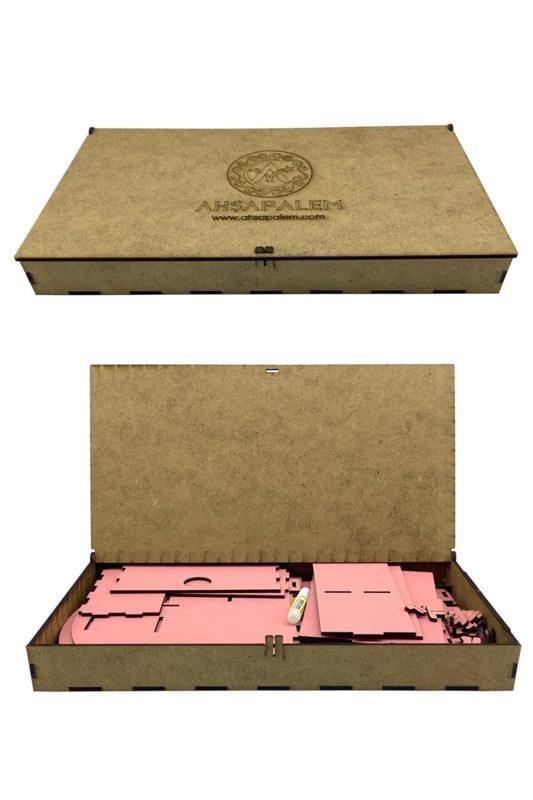 Masaüstü Düzenleyici Ahşap Organizer Seti Pembe