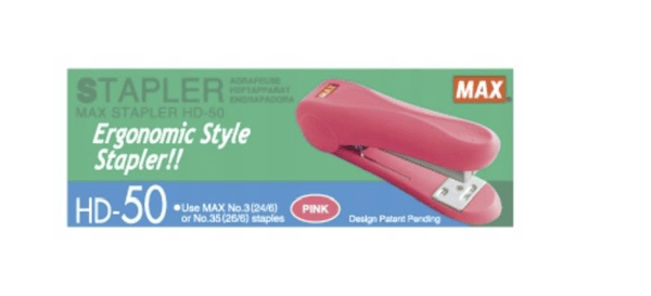 MAX HD-50 Ofis Zımba Makinesi Pembe 30 Sayfa Kapasiteli Manual Stapler HD91461