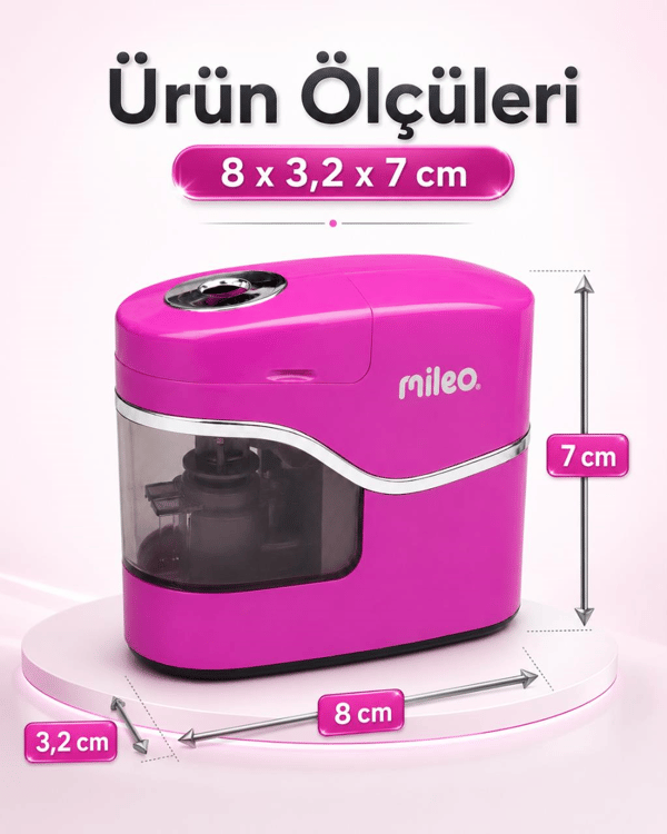 Mileo Pilli Otomatik Pembe Kalemtraş
