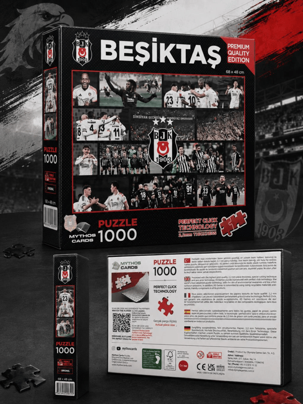 Mythos 1000 Parça Puzzle Beşiktaş 2025/2026 Sezonu 68 x 48 cm | Resmi Lisanslı
