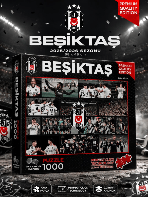 Mythos 1000 Parça Puzzle Beşiktaş 2025/2026 Sezonu 68 x 48 cm | Resmi Lisanslı