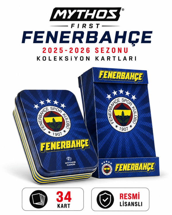 MYTHOS First Fenerbahçe 2025-2026 Sezonu Koleksiyon Kartları Metal Kutu | 34 Kart | Resmi Lisanslı