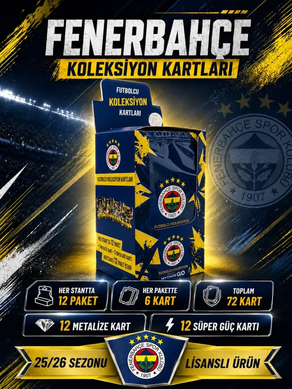 MYTHOS GO Fenerbahçe Futbolcu Kartları 12'li Kutu 2025/2026 | 72 Kart | Resmi Lisanslı