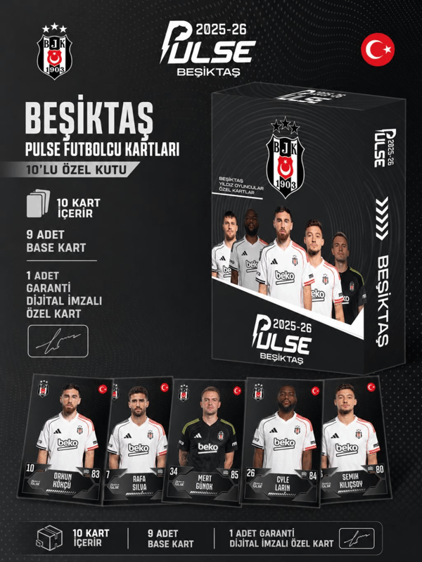 Mythos Pulse Beşiktaş Futbolcu Kartları 10'lu Özel Kutu 2025/2026 | Resmi Lisanslı