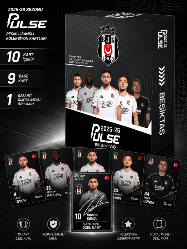 Mythos Pulse Beşiktaş Futbolcu Kartları 10'lu Özel Kutu 2025/2026 | Resmi Lisanslı