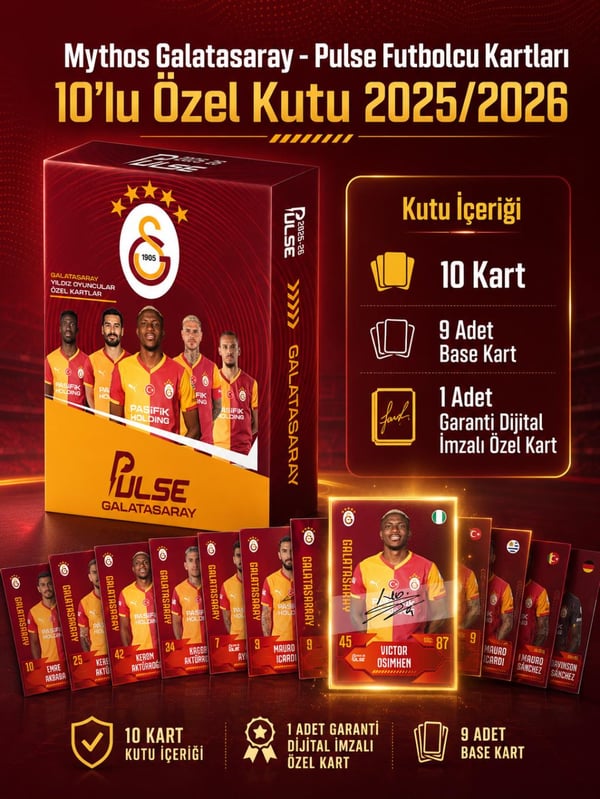 Mythos Pulse Galatasaray Futbolcu Kartları 10'lu Özel Kutu 2025/2026 | Resmi Lisanslı