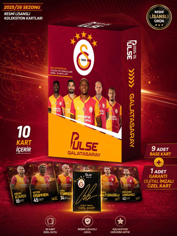 Mythos Pulse Galatasaray Futbolcu Kartları 10'lu Özel Kutu 2025/2026 | Resmi Lisanslı