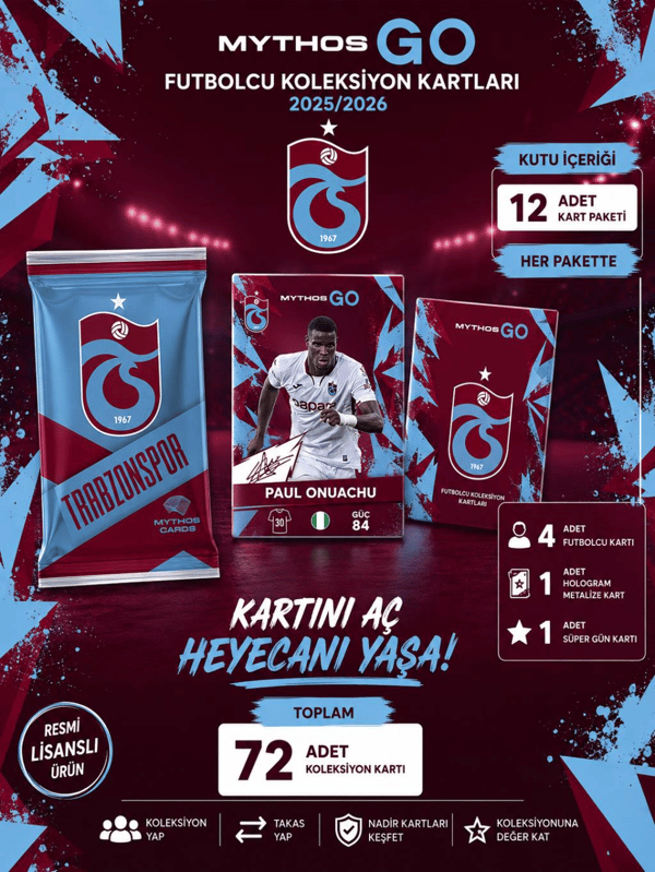 Mythos Pulse Trabzonspor Futbolcu Kartları 10'lu Özel Kutu 2025/2026 | Resmi Lisanslı