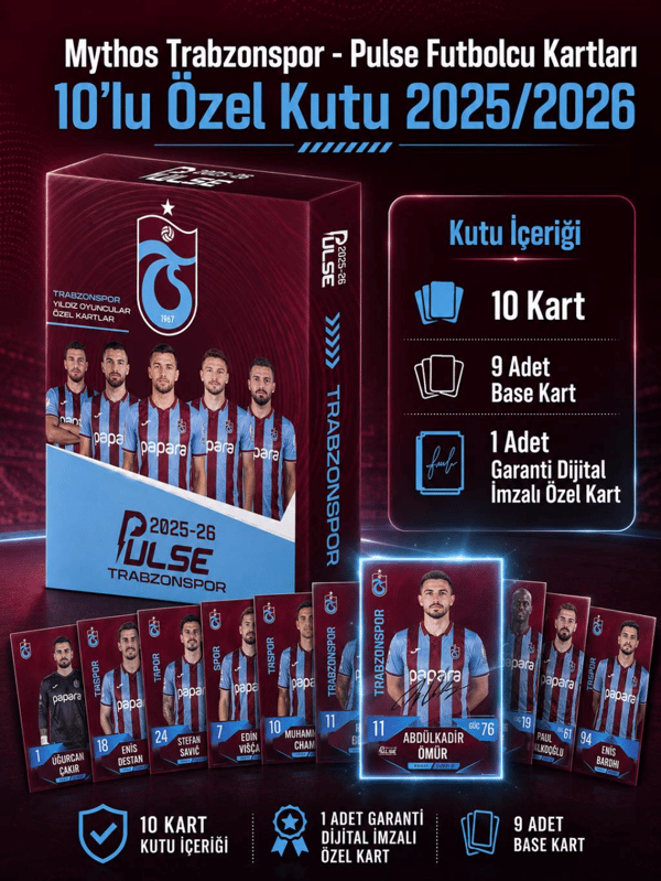 Mythos Pulse Trabzonspor Futbolcu Kartları 10'lu Özel Kutu 2025/2026 | Resmi Lisanslı