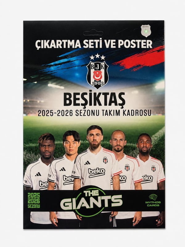 MYTHOS The Giants Beşiktaş 2025-2026 Sezonu Takım Kadrosu Poster ve Çıkartma Seti | 50 x 70 cm | 38 Parça