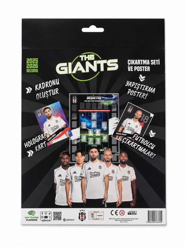 MYTHOS The Giants Beşiktaş 2025-2026 Sezonu Takım Kadrosu Poster ve Çıkartma Seti | 50 x 70 cm | 38 Parça