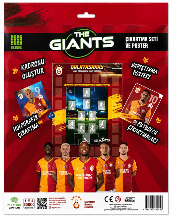 MYTHOS The Giants Galatasaray 2025-2026 Sezonu Takım Kadrosu Poster ve Çıkartma Seti | 50 x 70 cm | 38 Parça