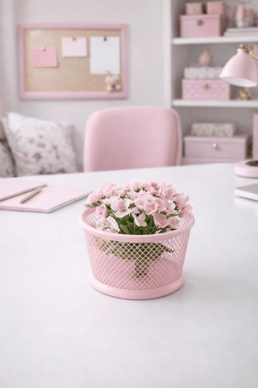 ND-1021 Premium Metal Tel Kalemlik | Pembe Ofis & Home Ofis Düzenleyici