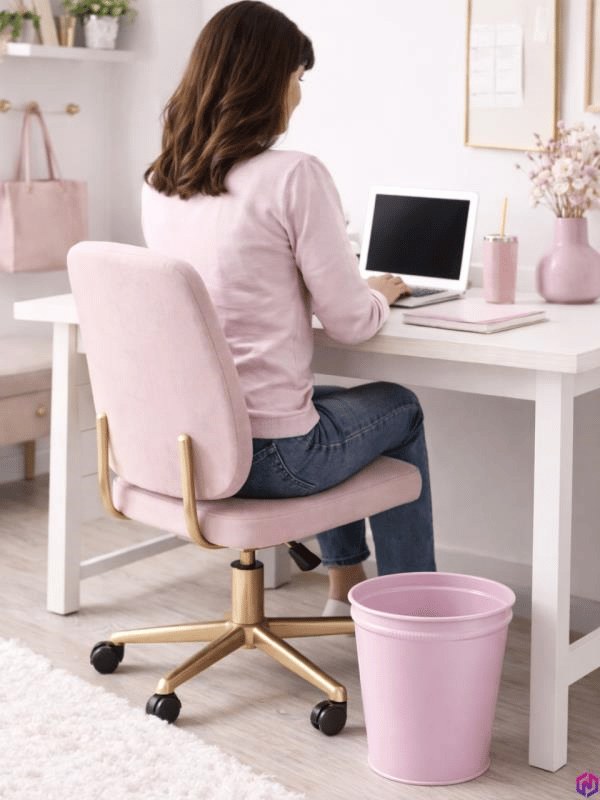 ND-1050 Metal Toz Pembe Çöp Kovası 11 Litre – Lavabo Altı, Mutfak ve Ofis İçin Şık Konik Tasarım