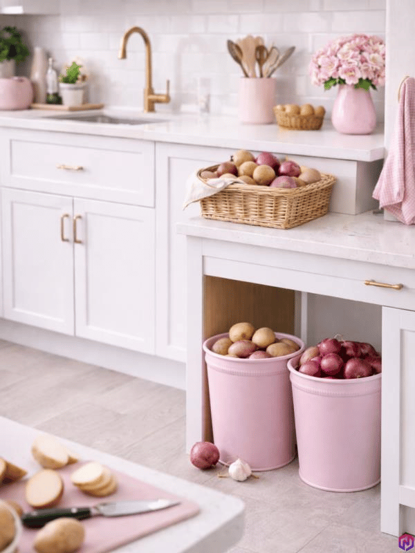 ND-1050 Metal Toz Pembe Çöp Kovası 11 Litre – Lavabo Altı, Mutfak ve Ofis İçin Şık Konik Tasarım
