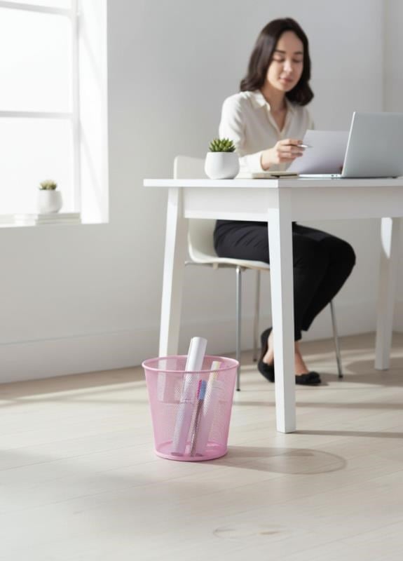 ND-1060 Masaüstü & Masa Altı Metal File Çöp Kovası – Small Organizer  (Toz Pembe)