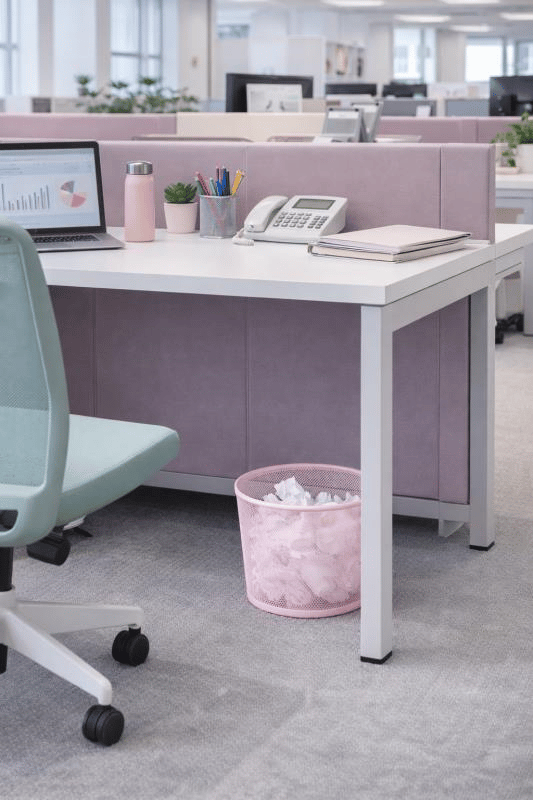 ND-1060 Masaüstü & Masa Altı Metal File Çöp Kovası – Small Organizer  (Toz Pembe)