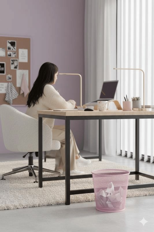ND-1060 Masaüstü & Masa Altı Metal File Çöp Kovası – Small Organizer  (Toz Pembe)